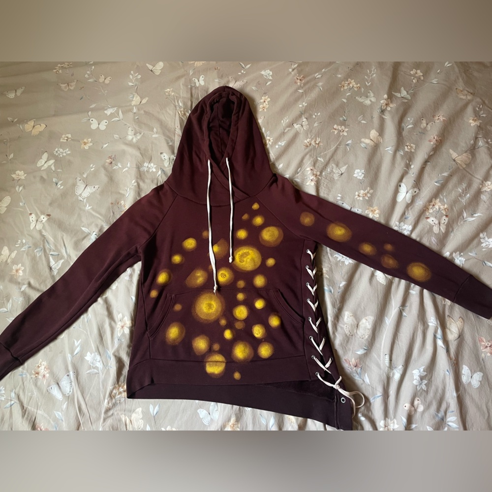 NSF Burgundy Hoodie with Yellow Accents One of a kind custom